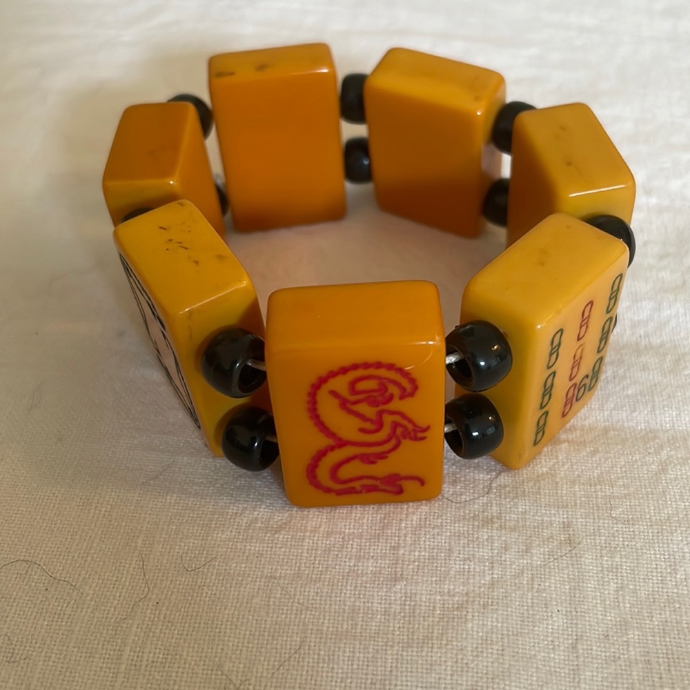 Vintage Bakelite MahJong Tile Bracelet
